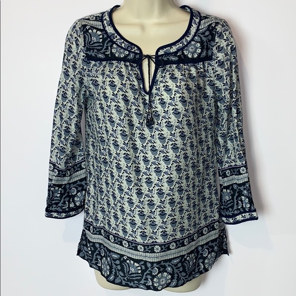 LUCKY BRAND 3/4 Sleeve Viscose Boho Top XS - Picture 1 of 7